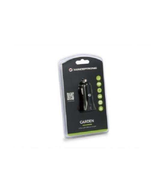 Cargador coche conceptronic carden04b 2 puertos usb tipo a 4.8a 24w