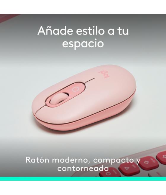 Logitech POP Mouse, ratón inalámbrico Bluetooth compacto y portátil con botones programables y clics discretos, tecnología Easy-