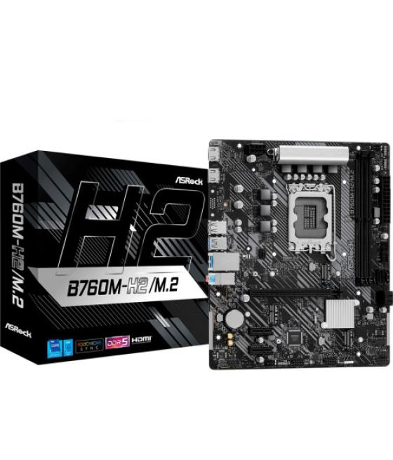 Placa asrock b760m-h2/m.2,intel,1700,b760,2ddr5,96gb,hdmi+dp,4sata+2m.2,5usb 3.2+1usb-c,gblan,matx