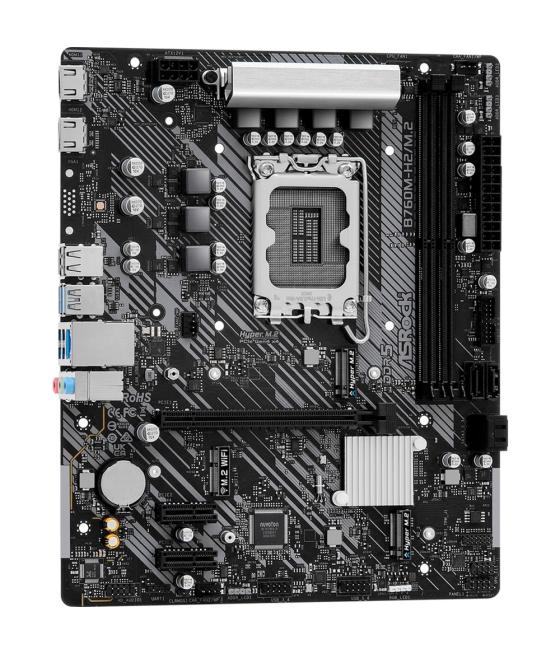 Placa asrock b760m-h2/m.2,intel,1700,b760,2ddr5,96gb,hdmi+dp,4sata+2m.2,5usb 3.2+1usb-c,gblan,matx