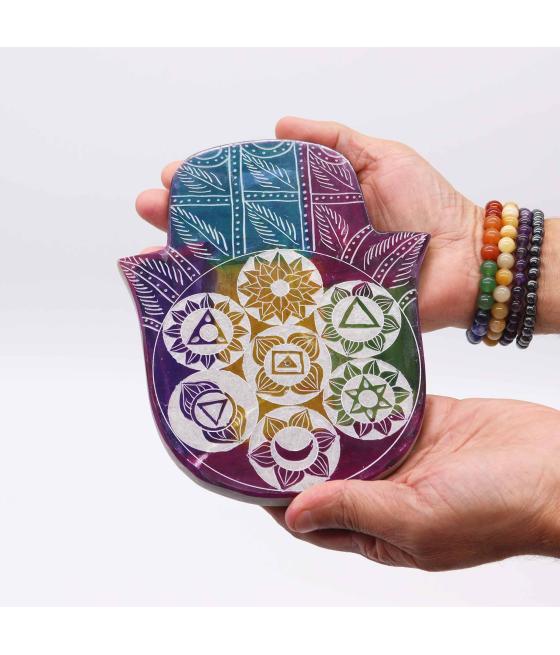 Porta-incienso Hamsa Grande 18x15x1.2cm - 7 Chakra