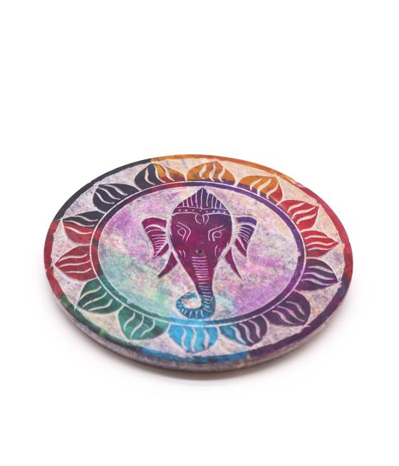 Porta-incienso Disco de Esteatita 10cm - Ganesha