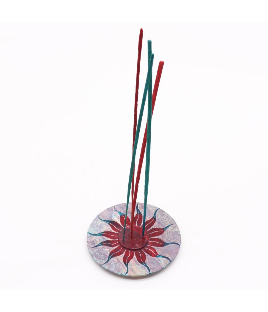 Porta-incienso Disco de Esteatita 10cm - Flor del Sol (soporte 5 varillas)