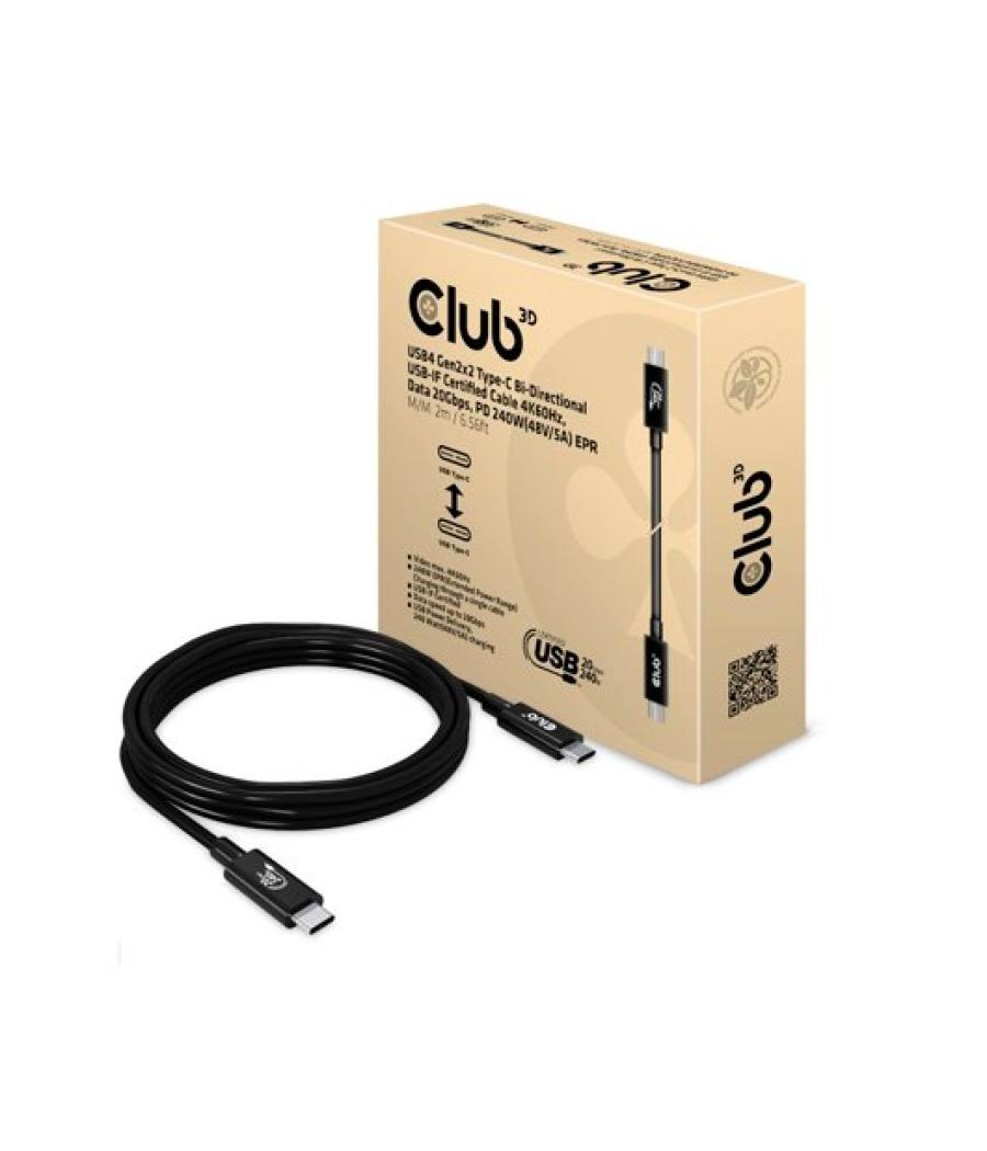 Cable club3d certificado usb4 gen3x2 tipo-c 2m