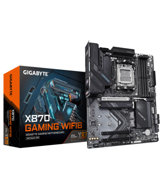 Gigabyte x870 gaming wifi6 placa base - compatible con cpus amd ryzen 9000, vrm de 8+2+2 fases, hasta 8000mhz ddr5 (oc), 1x pcie