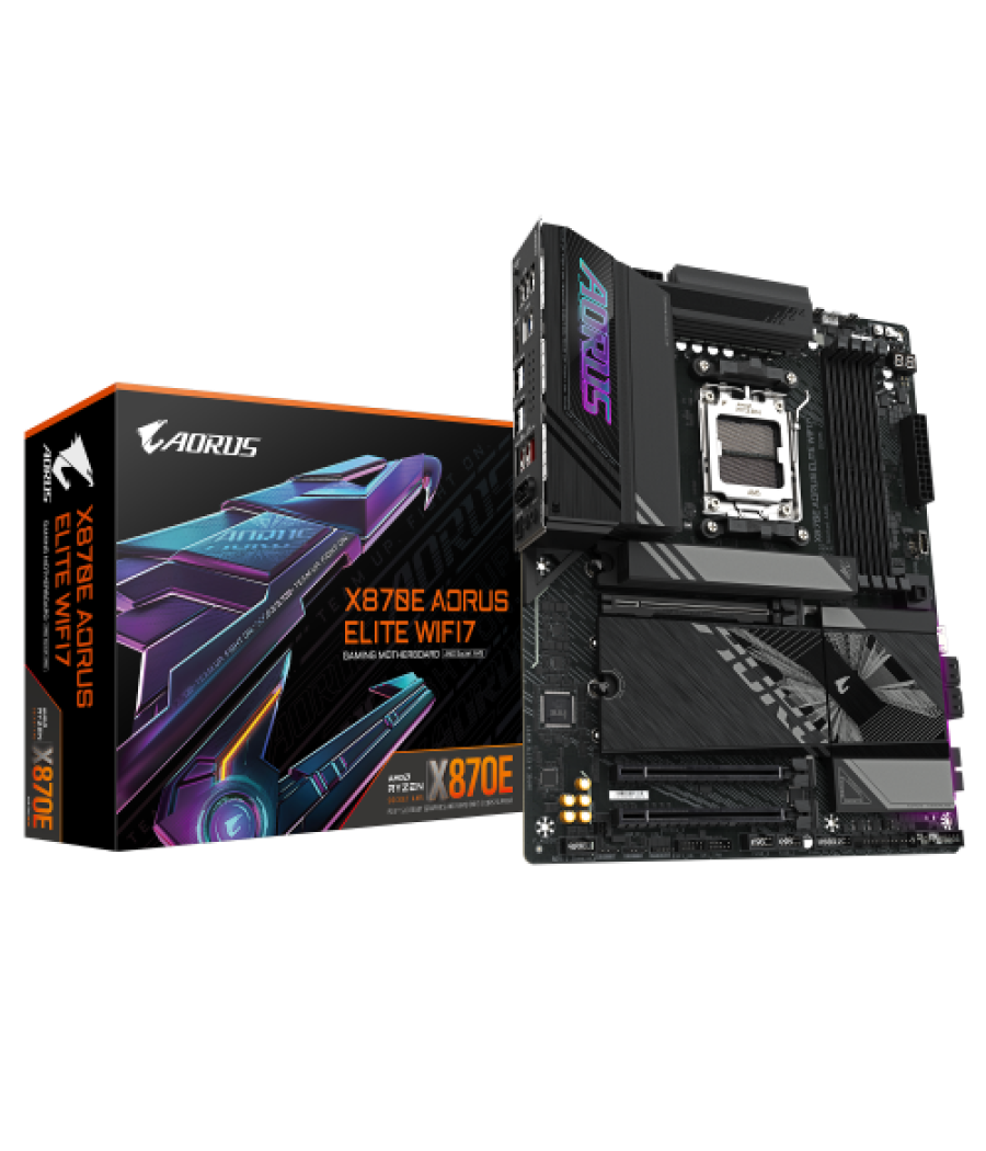 Gigabyte placa base x870e a elite wifi7 - compatible con cpus amd ryzen 9000, vrm digital de 16+2+2 fases, hasta 8000mhz ddr5 (o