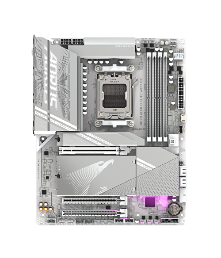 Gigabyte placa base x870 a elite wf7 ice - compatible con cpus amd ryzen 9000, vrm digital de 16+2+2 fases, hasta 8000mhz ddr5 (