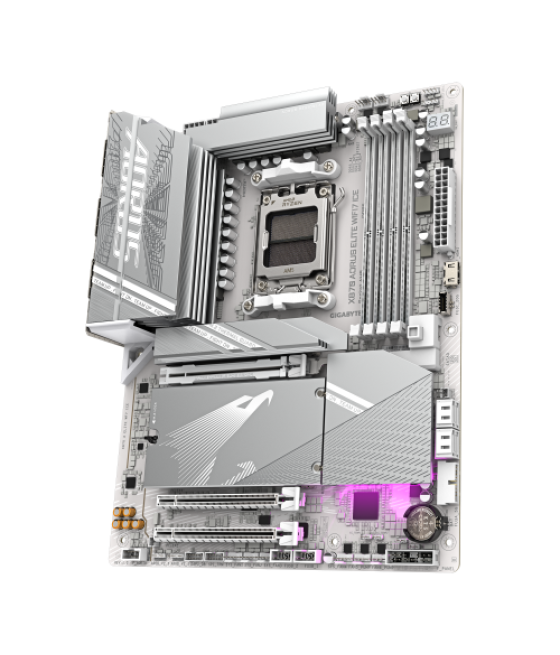 Gigabyte placa base x870 a elite wf7 ice - compatible con cpus amd ryzen 9000, vrm digital de 16+2+2 fases, hasta 8000mhz ddr5 (