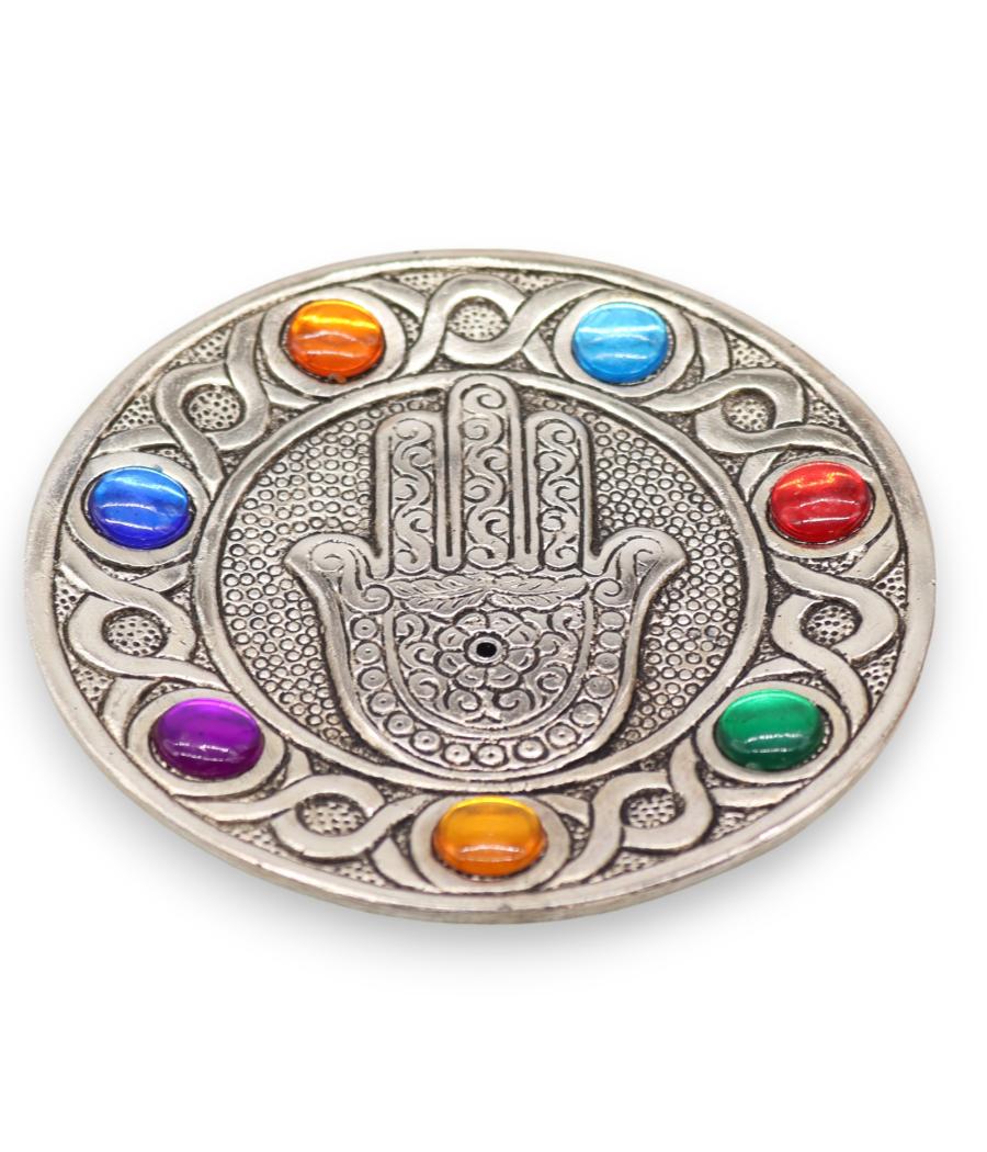 Porta-incienso Hamsa Siete Chakras 11.5cm