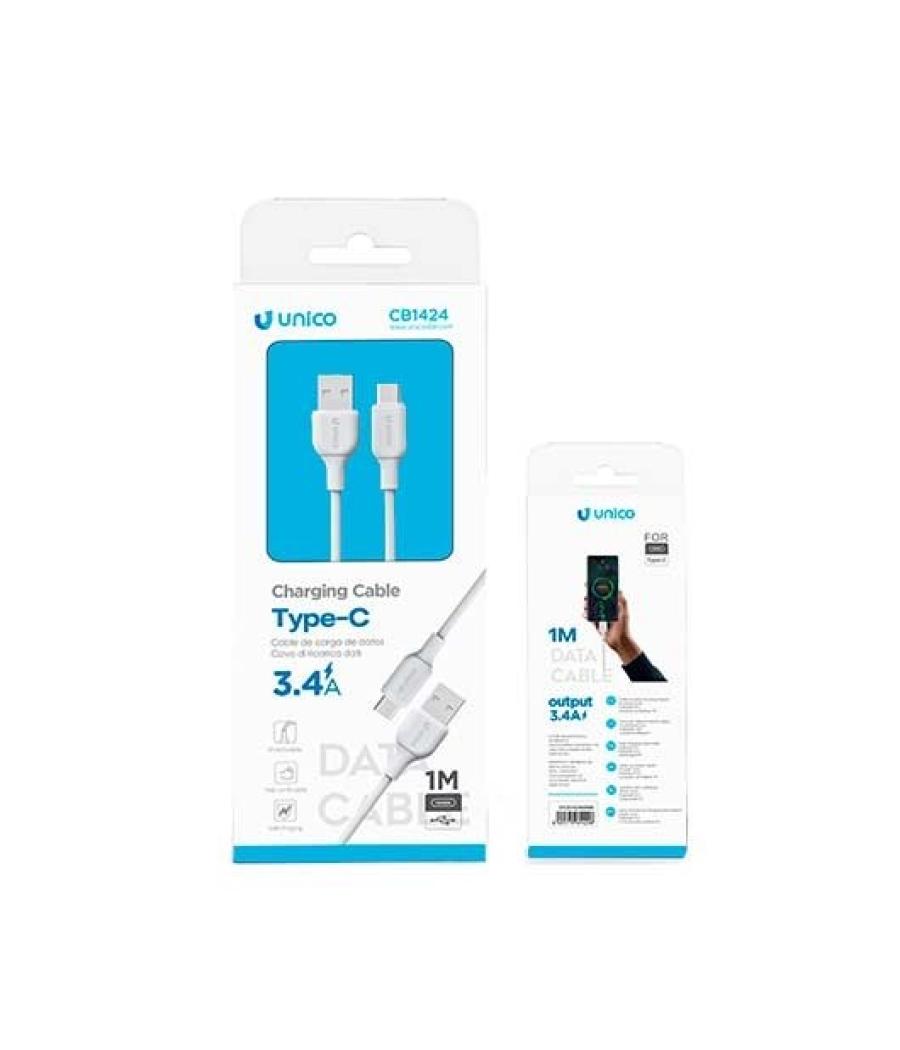 Cable unico usb tipo(c) a usb(a) 3.4a 1m pvc