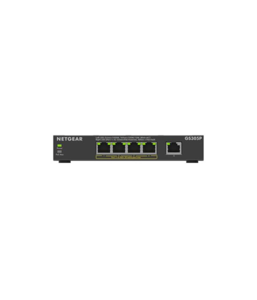 NETGEAR GS305Pv3 No administrado Gigabit Ethernet (10/100/1000) Energía sobre Ethernet (PoE) Negro