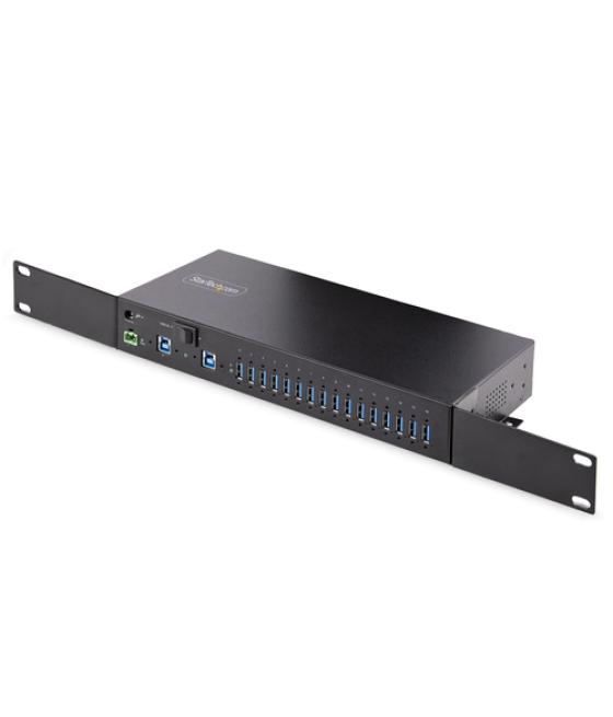 StarTech.com Hub Ladrón USB 3.0 5Gb de 16 Puertos Industrial - Metal - Montaje en Rack/Superficie/DIN - Carga Compartida USB 120