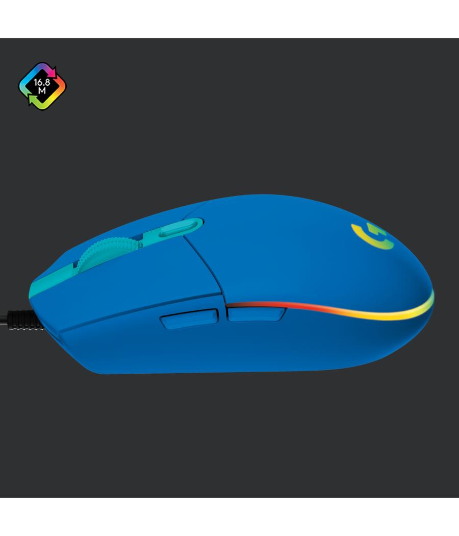 Mouse raton logitech g203 lightsync azul gaming 8.000 dpi 6 botones