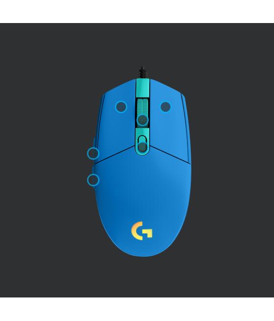 Mouse raton logitech g203 lightsync azul gaming 8.000 dpi 6 botones