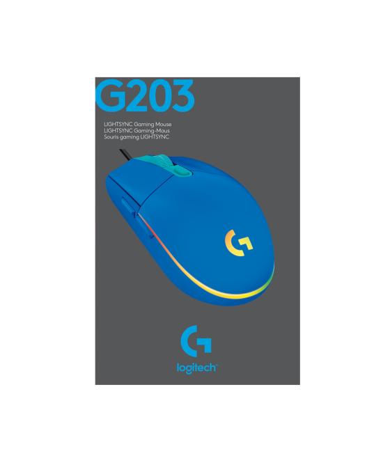 Mouse raton logitech g203 lightsync azul gaming 8.000 dpi 6 botones