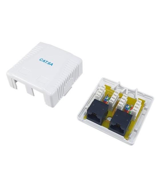 Roseta de superficie equip cat 6a 2 puertos hembras rj45