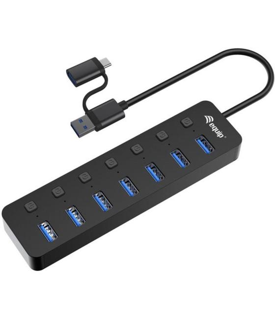 Hub equip usb tipo a + adaptador usb tipo c 7 en 1