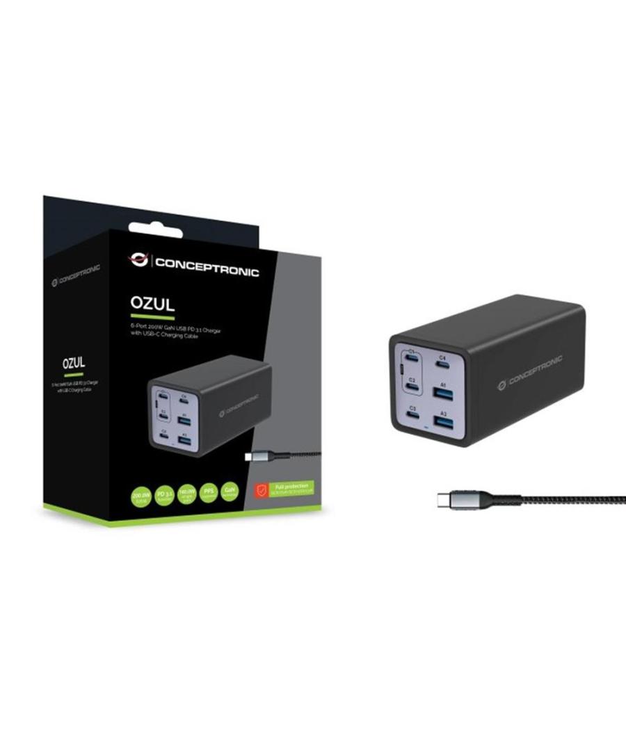 Cargador conceptronic ozul06be 200w + cable usb tipo c