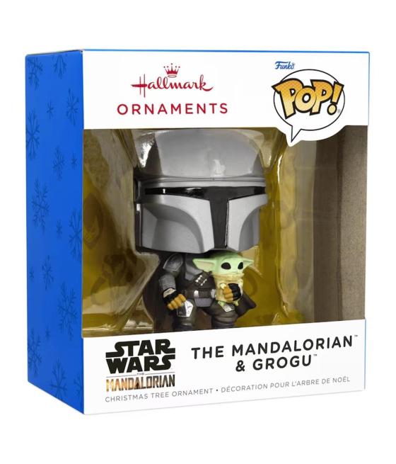 Adorno de navidad funko star wars mandaloriano & grogu figura de resina