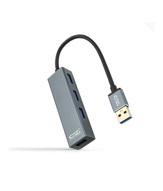 Nanocable USB 3.0 4xUSB3.0. USB-A/M-USB 3.0/H, Gris, 10 cm - Imagen 1
