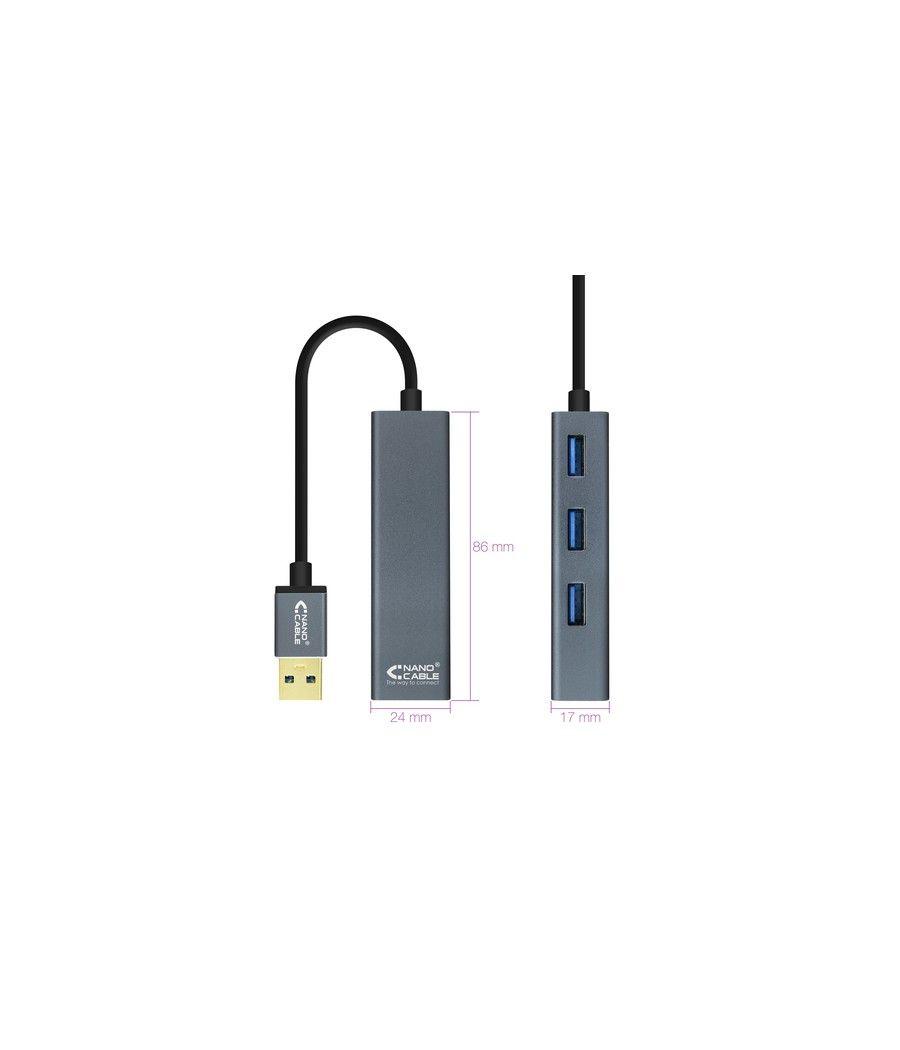 Nanocable USB 3.0 4xUSB3.0. USB-A/M-USB 3.0/H, Gris, 10 cm - Imagen 2