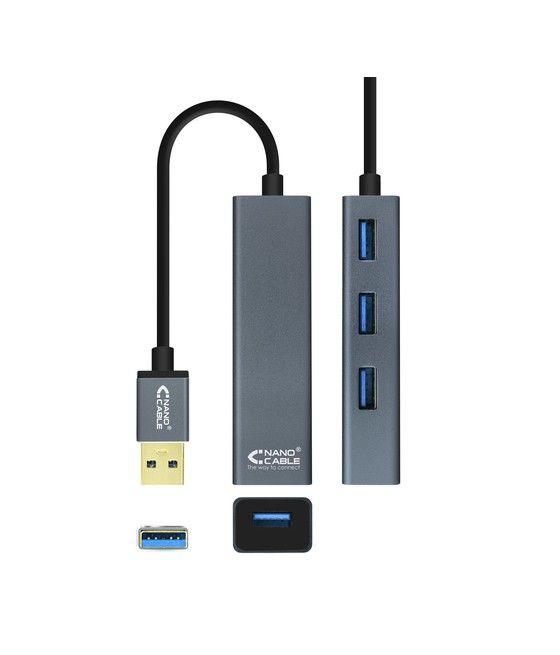 Nanocable USB 3.0 4xUSB3.0. USB-A/M-USB 3.0/H, Gris, 10 cm - Imagen 3