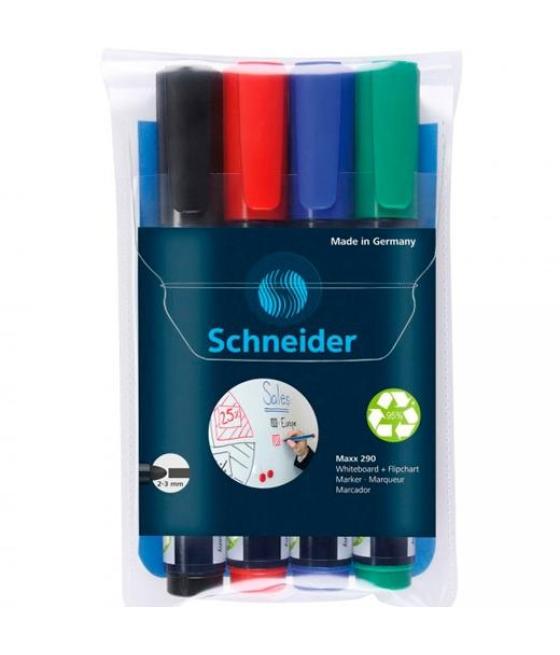 Schneider marcador pizarra blanca maxx 290 + 1 gratis recargable estuche de 4 c/surtidos