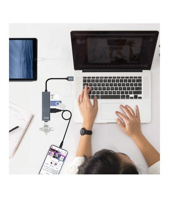 Nanocable USB 3.0 4xUSB3.0. USB-A/M-USB 3.0/H, Gris, 10 cm - Imagen 5