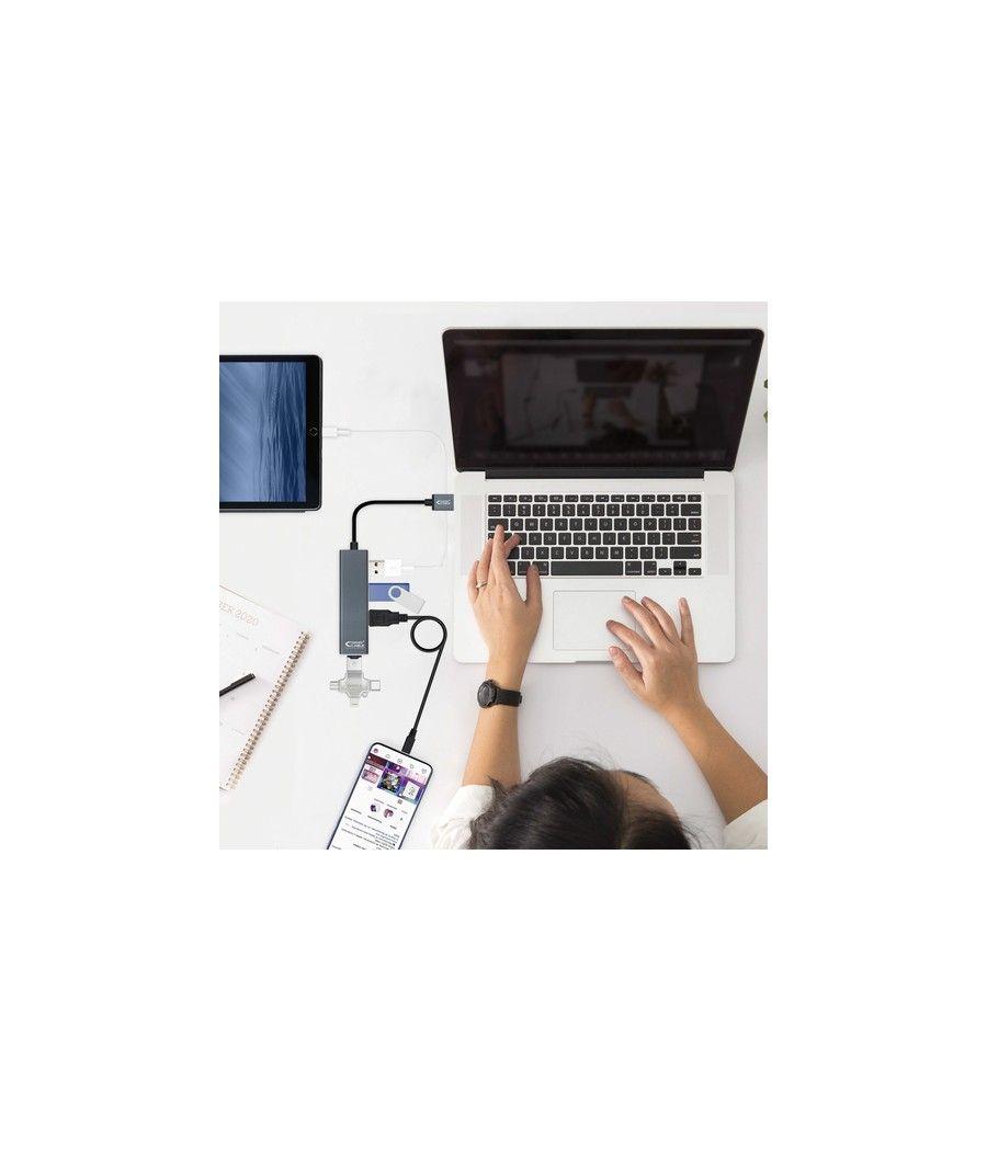 Nanocable USB 3.0 4xUSB3.0. USB-A/M-USB 3.0/H, Gris, 10 cm - Imagen 5