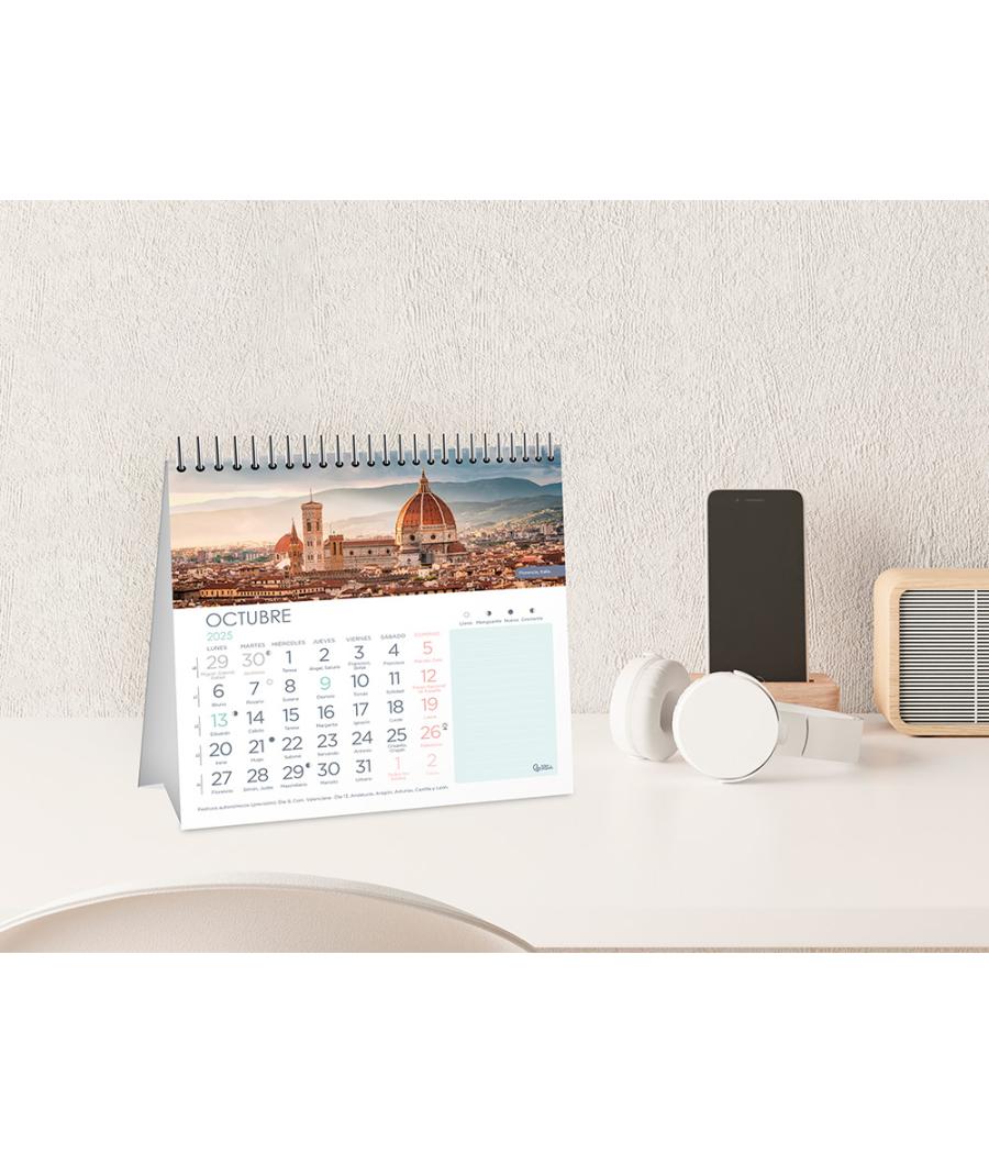 Calendario espiral triangular liderpapel imágenes 2025 14x15 cm papel 128 gr con pegatinas