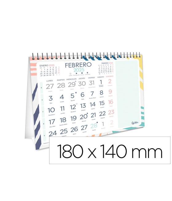 Calendario espiral triangular liderpapel de sobremesa serie joven 2025 14x14 cm papel 128 gr con pegatinas