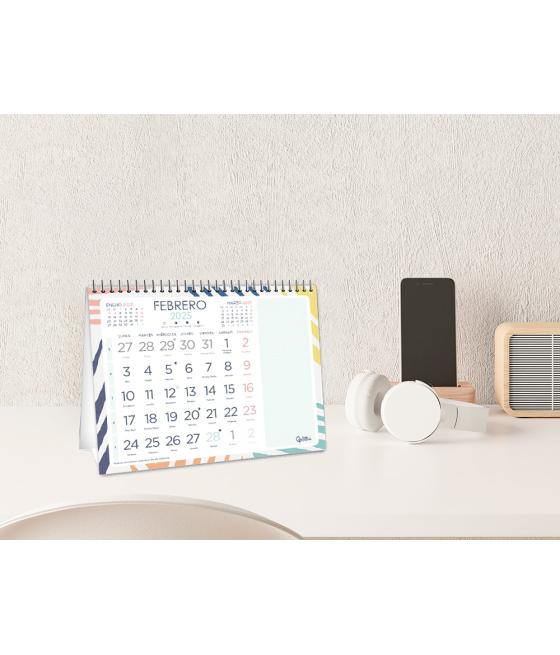 Calendario espiral triangular liderpapel de sobremesa serie joven 2025 14x14 cm papel 128 gr con pegatinas