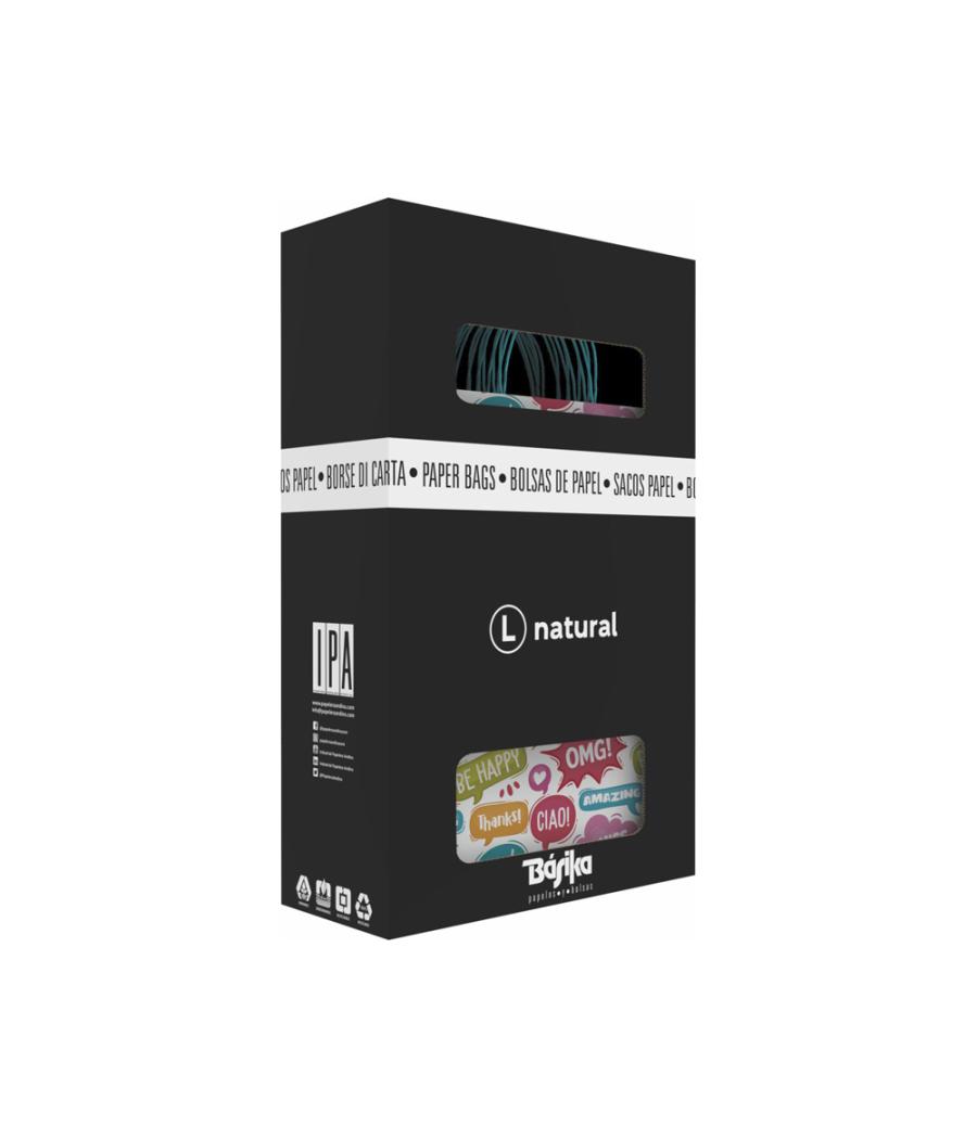 Bolsa para regalo basika papel estucado 160 gr todo año con asa retorcida tamaño l 32+14x40 cm