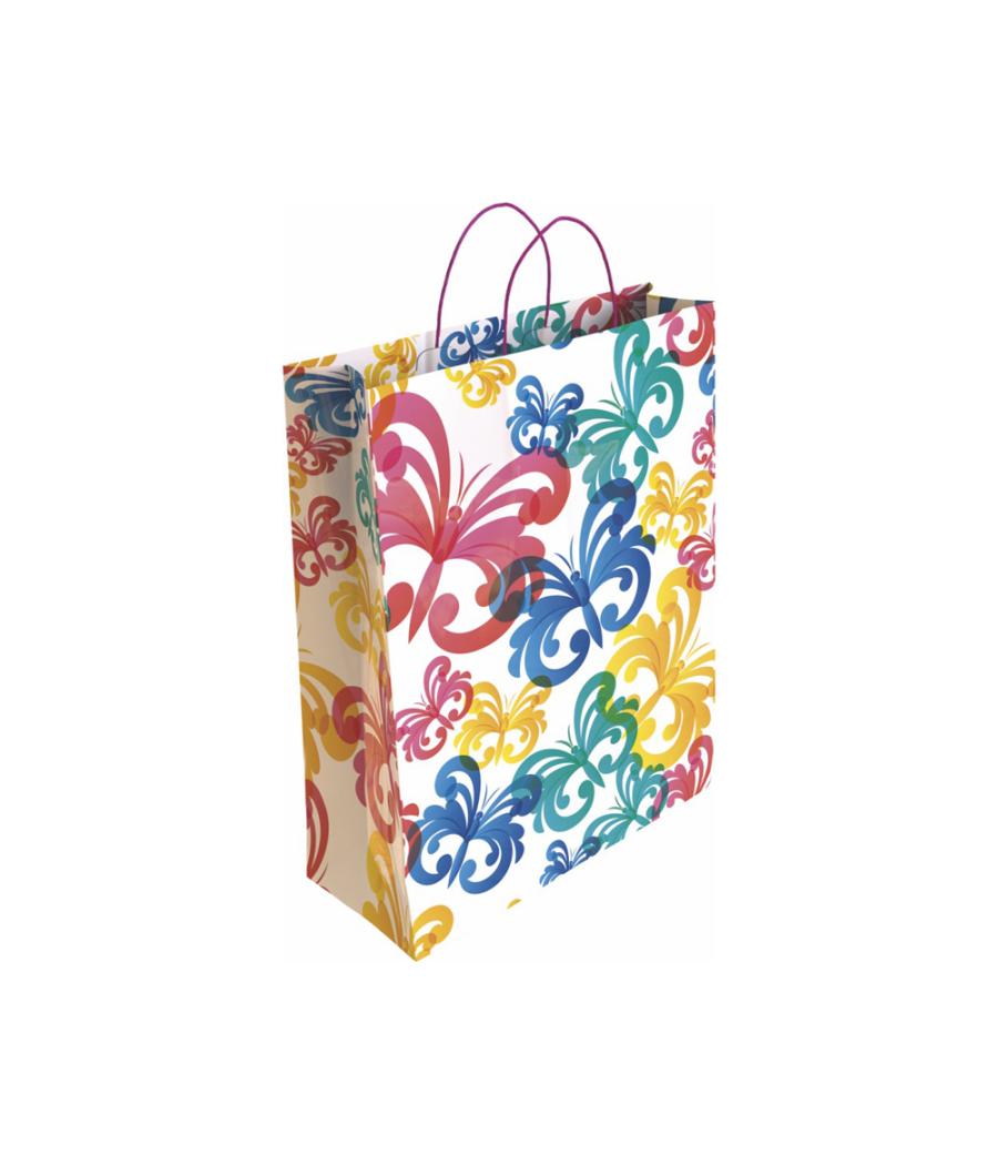 Bolsa para regalo basika papel estucado 160 gr todo año con asa retorcida tamaño l 32+14x40 cm