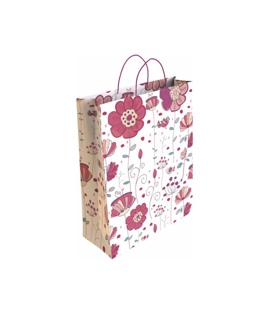 Bolsa para regalo basika papel estucado 160 gr todo año con asa retorcida tamaño m 27+12x37 cm