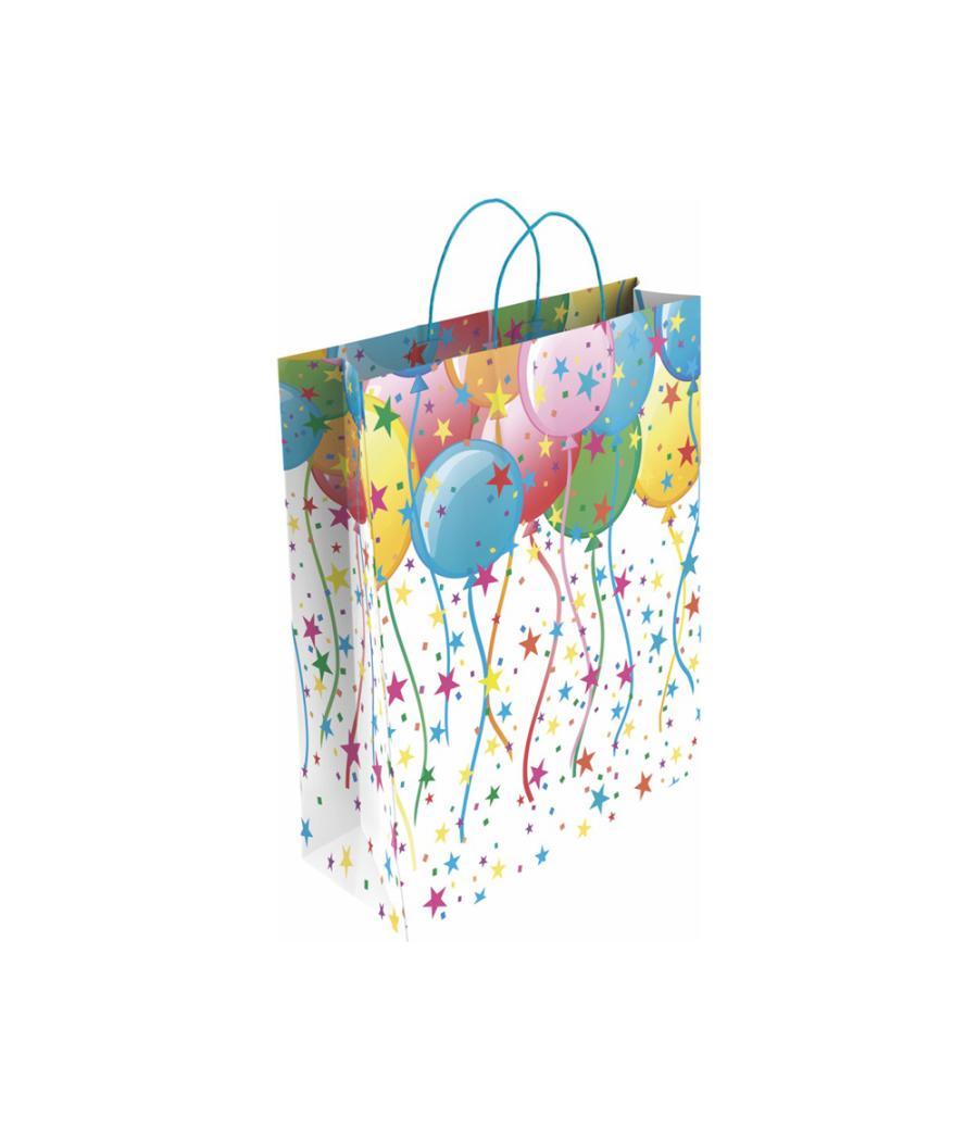 Bolsa para regalo basika papel estucado 160 gr todo año con asa retorcida tamaño m 27+12x37 cm