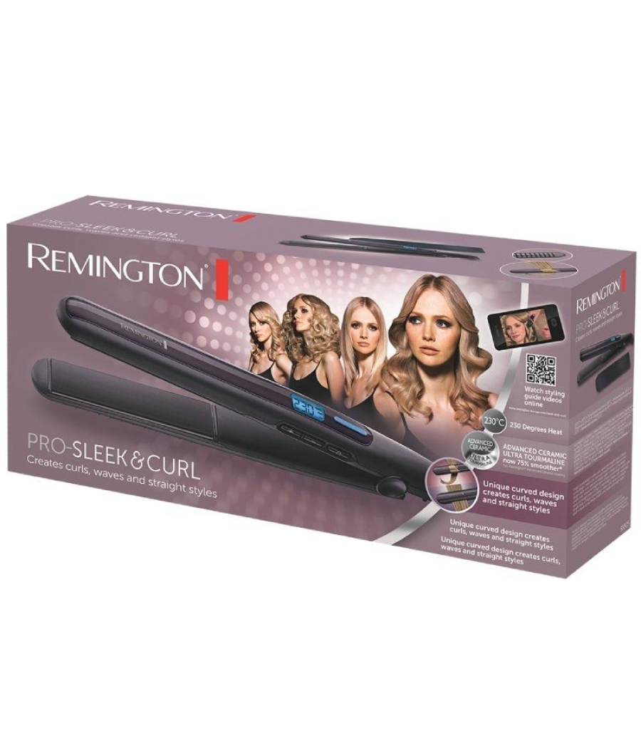 Plancha para el pelo remington pro-sleek & curl s6505/ negro