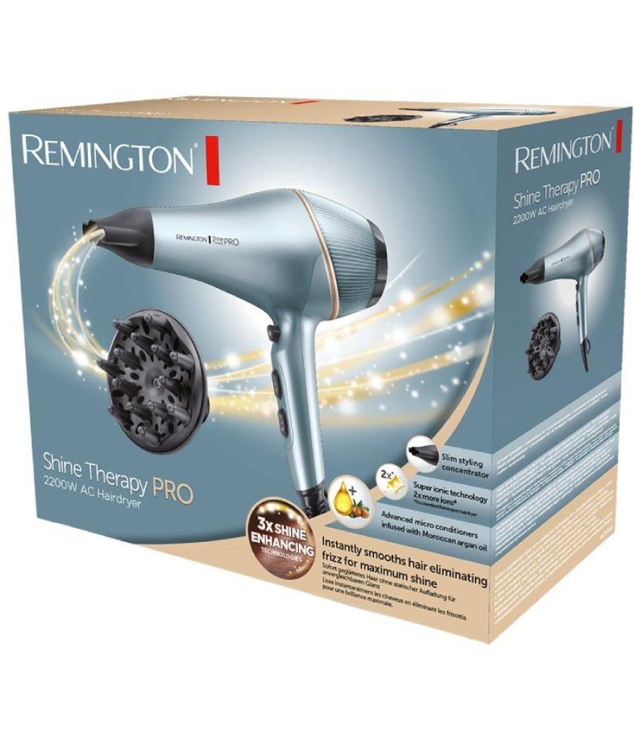 Secador remington shine therapy pro ac9300/ 2200w/ iónico/ negro y azul