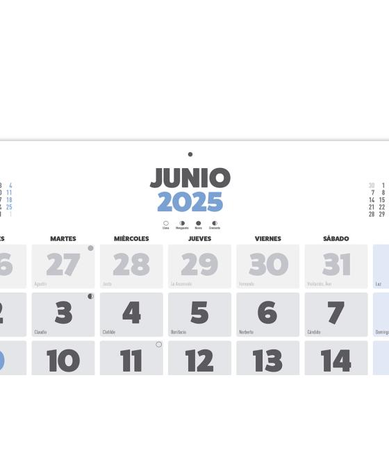 Calendario pared liderpapel clasico 2025 lomo engomado 60x40 cm papel 105 gr