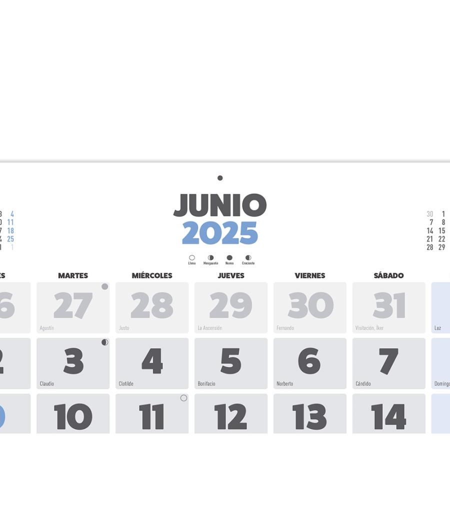 Calendario pared liderpapel clasico 2025 lomo engomado 60x40 cm papel 105 gr