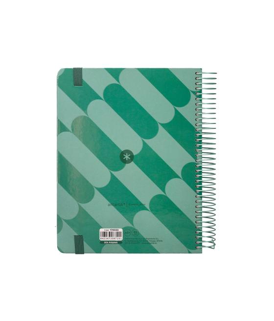 Agenda espiral antartik pattern a5+ 2025 dia pagina color verde papel 80 gr