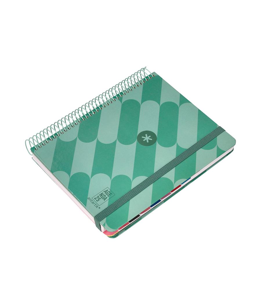 Agenda espiral antartik pattern a5+ 2025 dia pagina color verde papel 80 gr