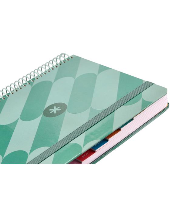 Agenda espiral antartik pattern a5+ 2025 dia pagina color verde papel 80 gr