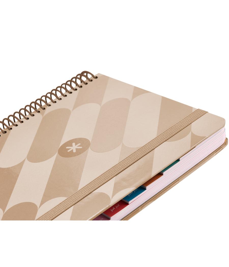 Agenda espiral antartik pattern a5+ 2025 día página color rosa nude papel 80 gr