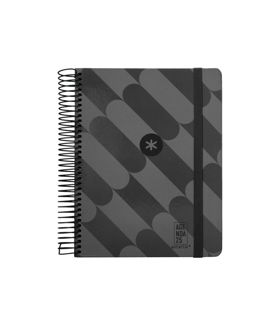 Agenda espiral antartik pattern a5+ 2025 día página color negro papel 80 gr