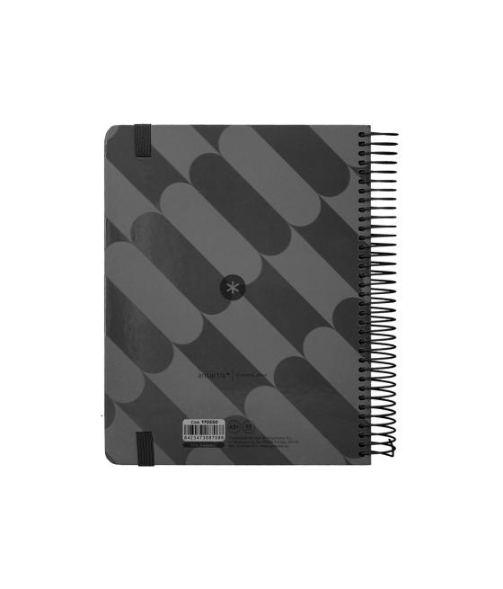 Agenda espiral antartik pattern a5+ 2025 día página color negro papel 80 gr