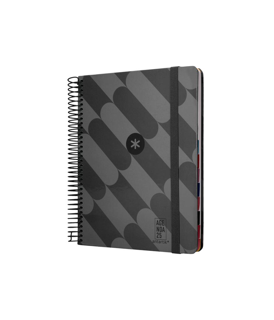 Agenda espiral antartik pattern a5+ 2025 día página color negro papel 80 gr