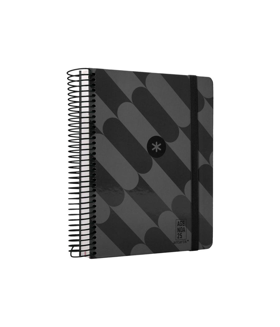 Agenda espiral antartik pattern a5+ 2025 día página color negro papel 80 gr