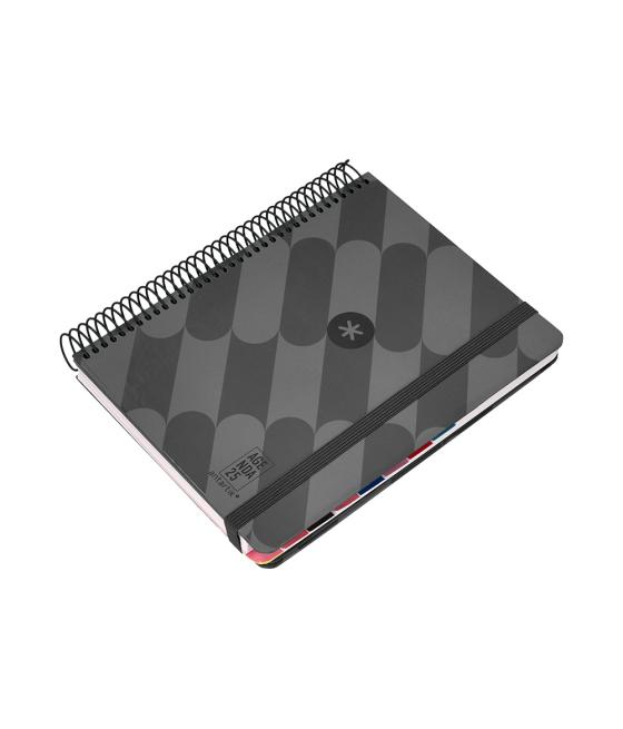 Agenda espiral antartik pattern a5+ 2025 día página color negro papel 80 gr