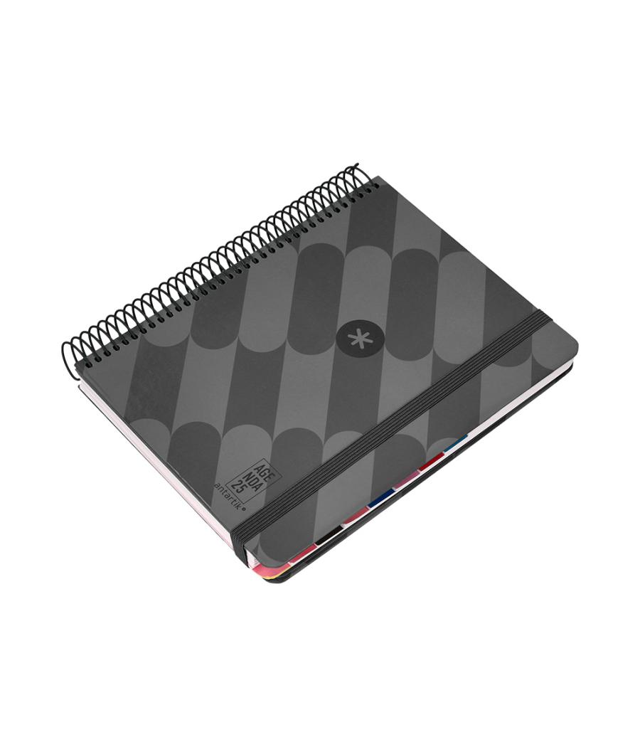 Agenda espiral antartik pattern a5+ 2025 día página color negro papel 80 gr